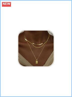 14K Gold Plated Layered Necklace Set CZ Pendant Waterproof